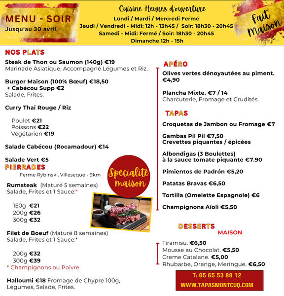 Apero Apero menu: text with pictures of food