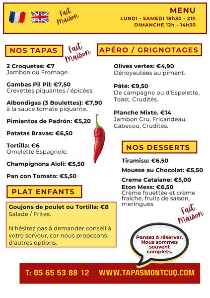 Apero Apero menu: text with pictures of food