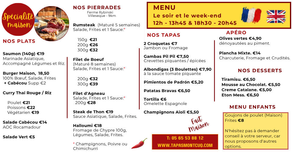 Apero Apero menu: text with pictures of food